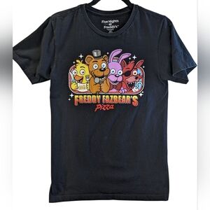 Five Nights At Freddy Fazbear's Pizza Black Graphic Tee Size S